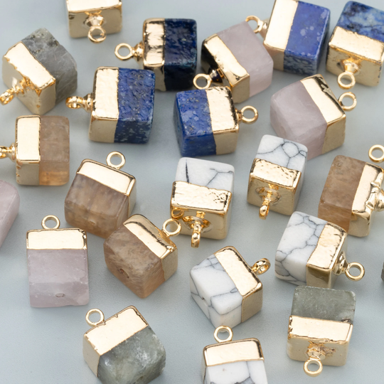 Gufeather Ma42, Jewelry Accessories, 18K Gold Plated, Copper, Natural Stone, Hand Made, Chrams, Jewelry Making, Gifts For Her, Diy Pendants, 6Pcs/Lot