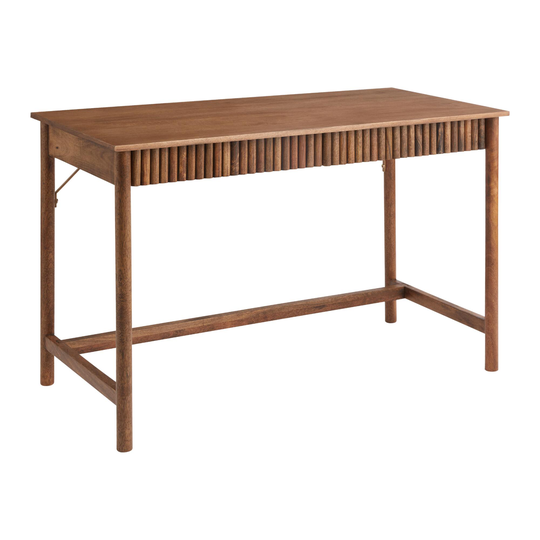 Hazelnut Ribbed Wood Rianna Desk with Drawers: Brown by World Market