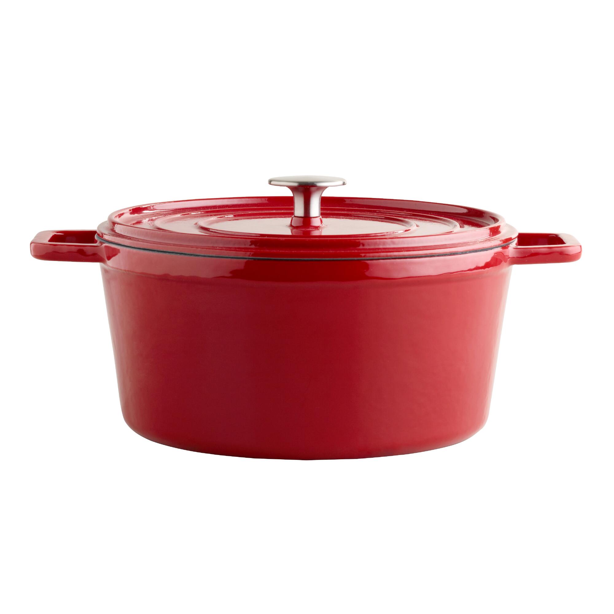 Round Cherry Red Enamel Cast Iron Dutch Oven by World Market