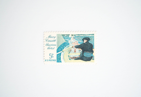 10 Mary Cassatt "The Boating Party" Postage Stamps // Unused 5 Cent Stamp Blue Postage Vintage Boat Fine Art