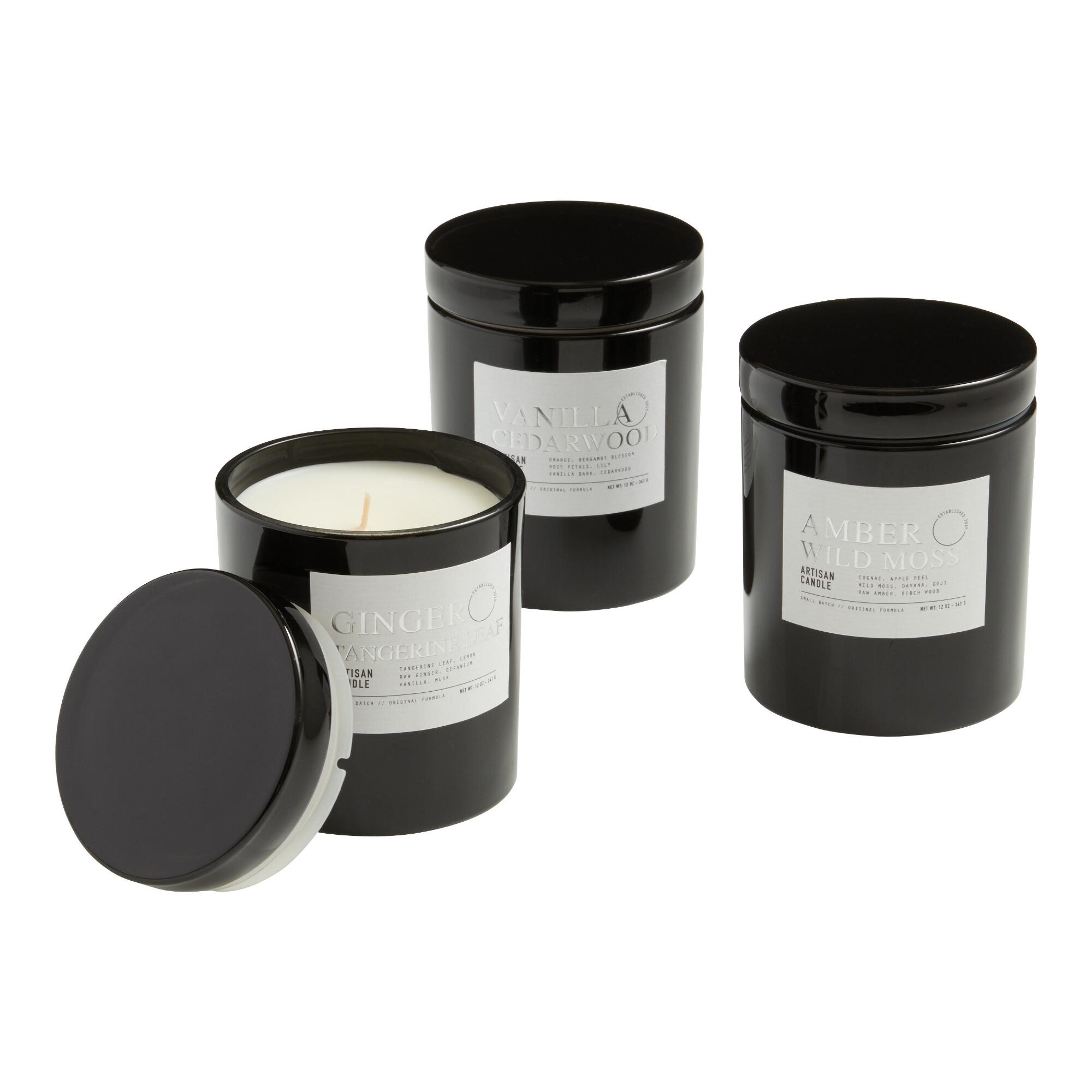 Black Glass Jar Scented Candle with Lid: Multi - Scented Wax by World Market