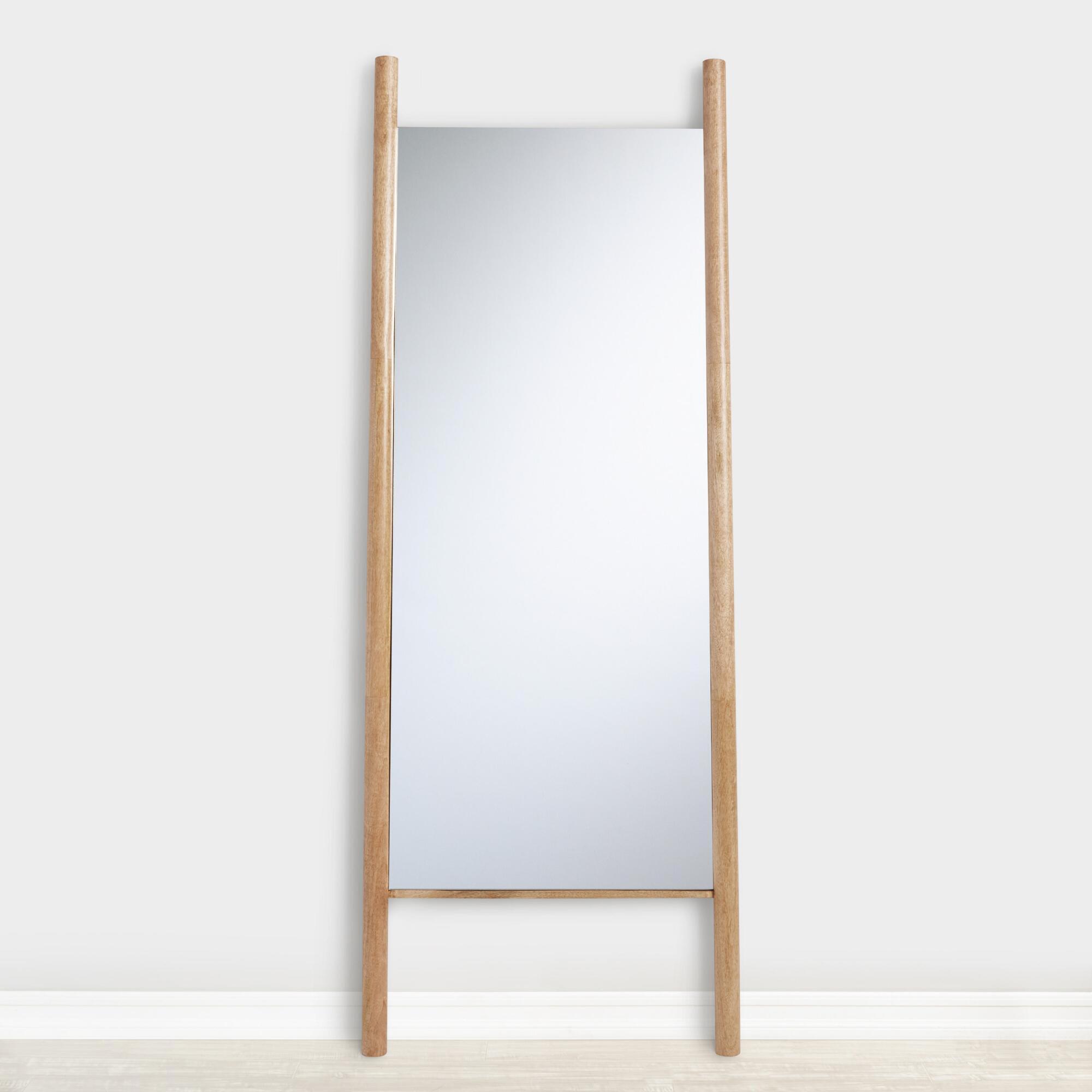 Natural Wood Ladder Leaning Full Length Arya Mirror by World Market