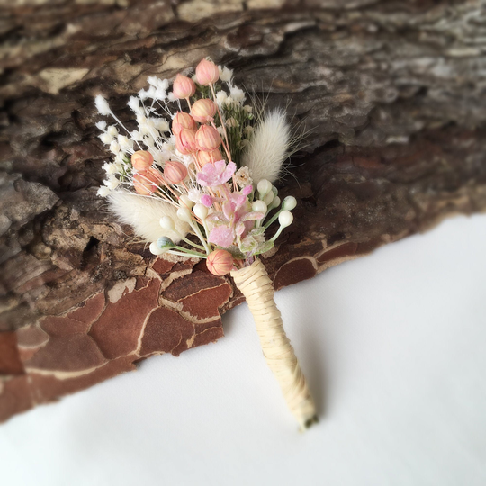 Blush Pink Boutonniere, Flower Buttonhole, Groomsman Dried Flower Rustic Wedding, Wedding Boutonniere For Men