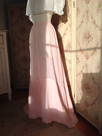Edwardian Silk Cotton Blend Skirt With Train 1930S