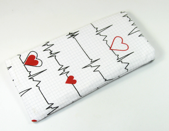 Heart Fabric Bag, Ekg Case, Sunglasses Bag, Cardiologist Gift For Nurse, Heart Beat Bag