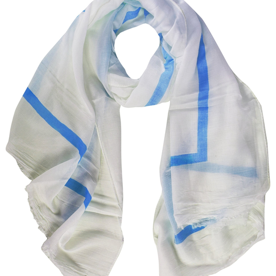 Lightweight Cotton Blend Sophisticated Scarves Shawls - blue, one size