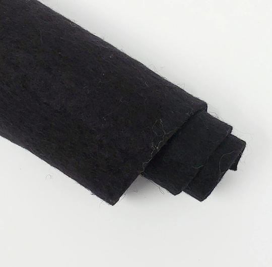 Hand Washed Merino Wool Blend Felt 9"x12" Sheets Black Color