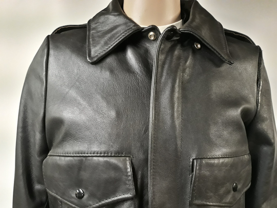 70's Deadstock Excelled Men's Black Biker Motorcycle Rocker Flight Leather Jacket Size 40 Regular, Made in Usa
