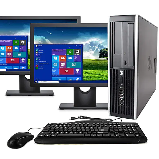 HP 8300 Refurbished Desktop Computer with Dual 19" Monitors, Intel i5, 8GB Memory, 2TB HDD, Windows 10 Pro