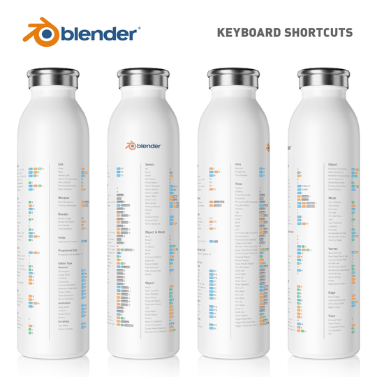Blender3D Water Bottle, 3D Animator Drinking Mug, Design Student Desk, Blender Keyboard Shortcuts, Birthday Present For Designer