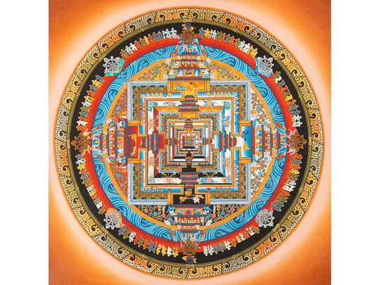 Original Hand Painted Kalachakra Mandala | Thanka Wall Hanging Decoration For Positivity Tibetan Thangka Art