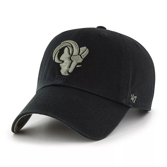 Men's '47 Black Los Angeles Rams Ballpark Clean Up Adjustable Hat