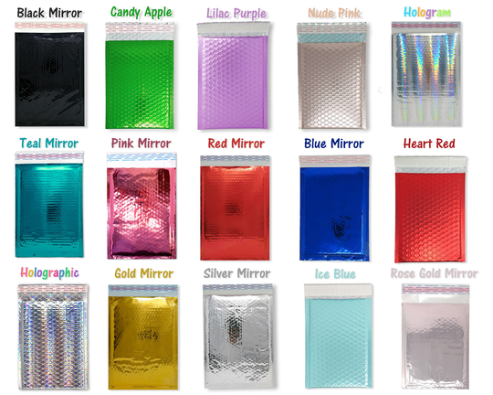 6"x10" Metallic Bubble Envelopes, Quality Packaging Protective Padded Colored Self Seal Mailing Shipping Bag #0 6x9, Usps, Ups Fedex