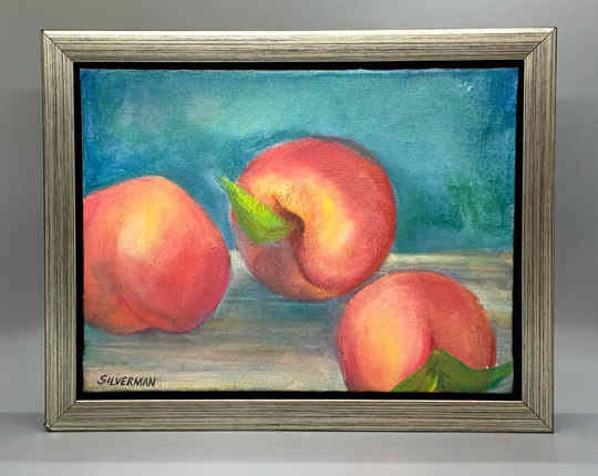 Original Framed Painting-"Three Georgia Peaches" By Delaware Artist Stephanie Silverman