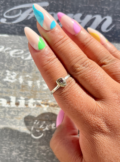 Rare Ethically Sourced Moldavite Size 9 Sterling Silver Ring From The Czech Republic