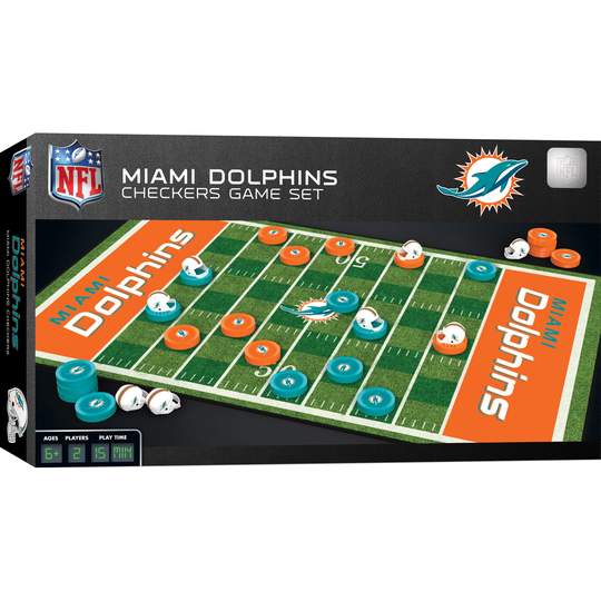 MasterPieces Family Game - NFL Miami Dolphins Checkers - Officially Licensed Board Game for Kids & Adults