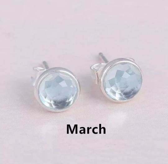 March Droplets Birthstone Stud Earrings, 100% Sterling Silver & Cz, Pandora Compatible, Fully Stamped