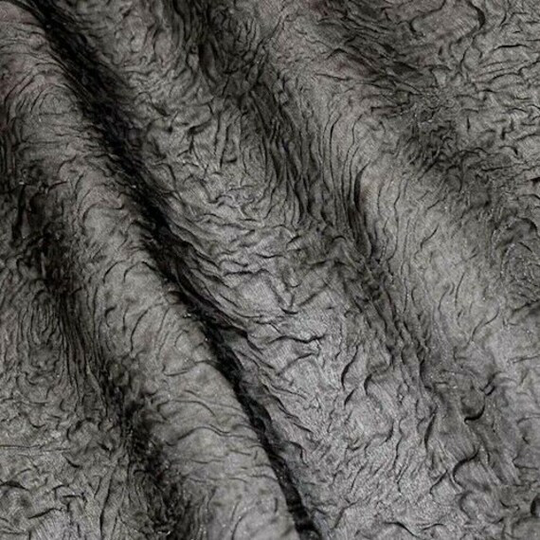 Black/Sparkle Designer Silk Blend Floral Plisse Organza, Fabric By The Yard