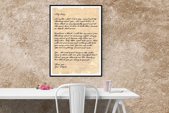 Handwritten Calligraphy Wedding Vows Wall Art, On Antique Looking Paper For Vows, Anniversary, Engagement