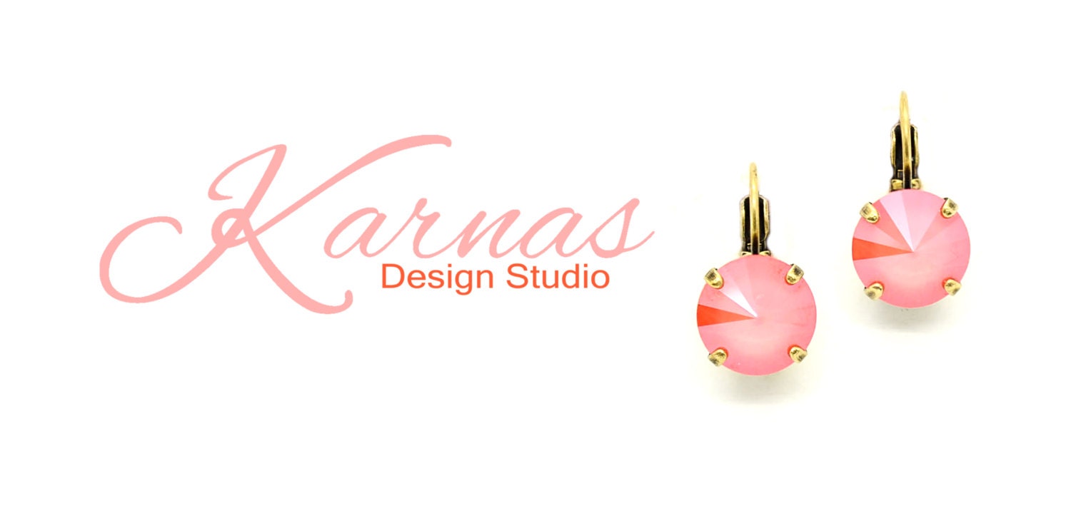 Coral Orange 12mm Stud Or Drop Earrings K.d.s. Premium Crystal Pick Your Finish Karnas Design Studio Free Shipping