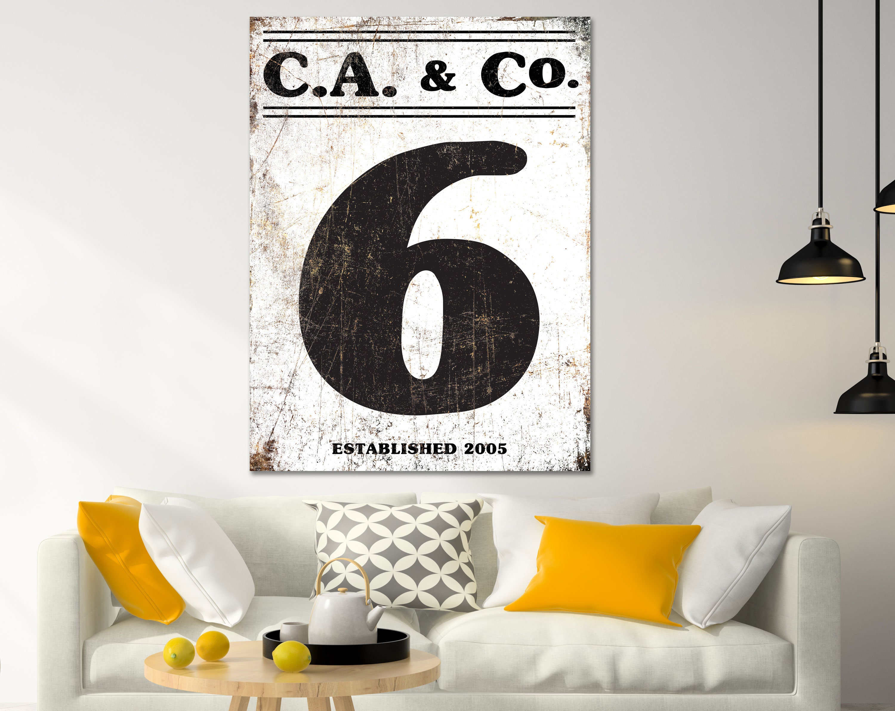 Family Party Of Sign, Blended Gift, Personalized Number Large Gallery Wall Art, Modern Vintage Signage, Industrial Decor