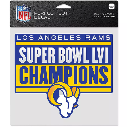 WinCraft Los Angeles Rams Super Bowl LVI Champions 8'' x 8'' Perfect Cut Decal, Multicolor