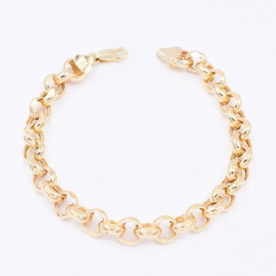 8.4mm Textured Rolo Bracelet With Lobster Lock Real 10K Yellow Gold 8"