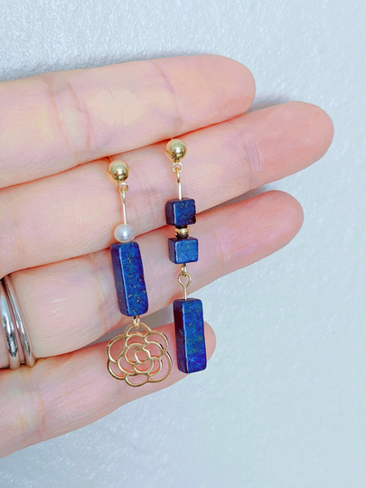 Lapis Lazuli Earrings, Mismatched Choose-Yourself Dangle Blue Gemstone Earrings