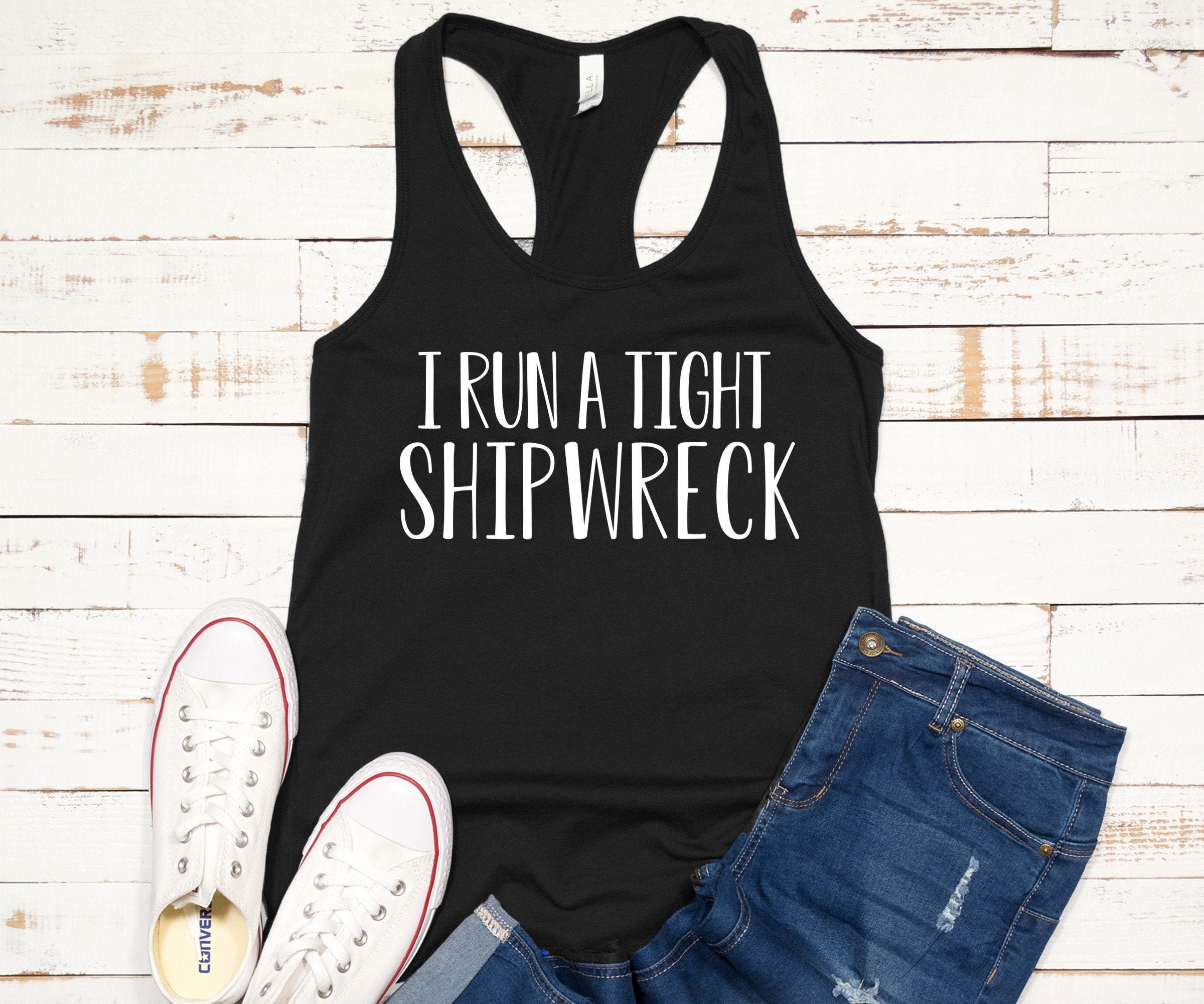Womens Mom Life Tank Top I Run A Tight Shipwreck Motherhood Tanks Gift For New
