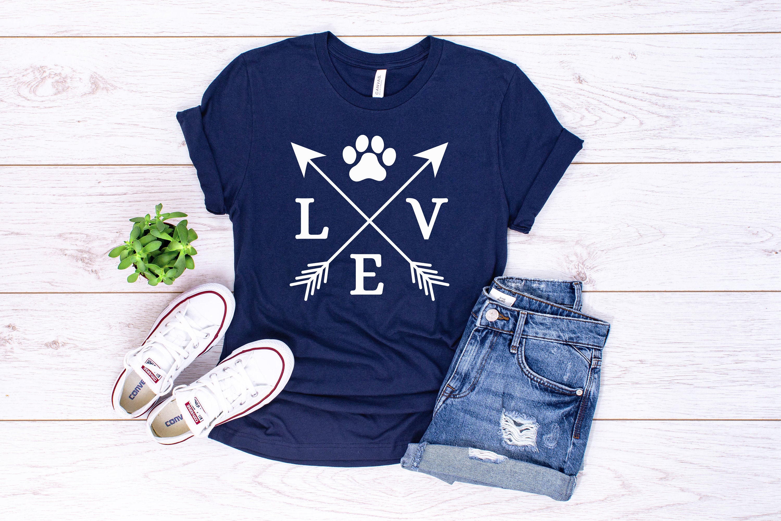 Pawprint Love Arrows - Adult Tri-Blend Unisex T-Shirt Or Tank Top