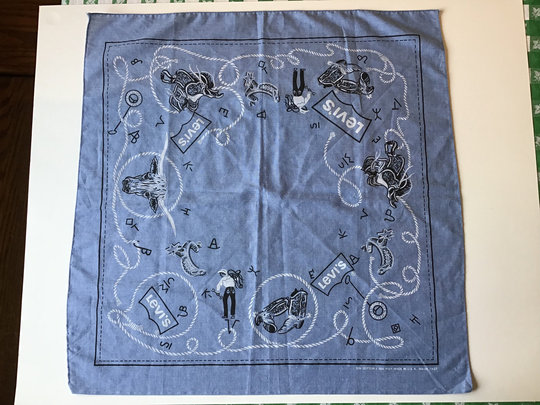 Vintage 1960's Levi's Cotton Blend Western Bandana Handkerchief Light Blue Denim