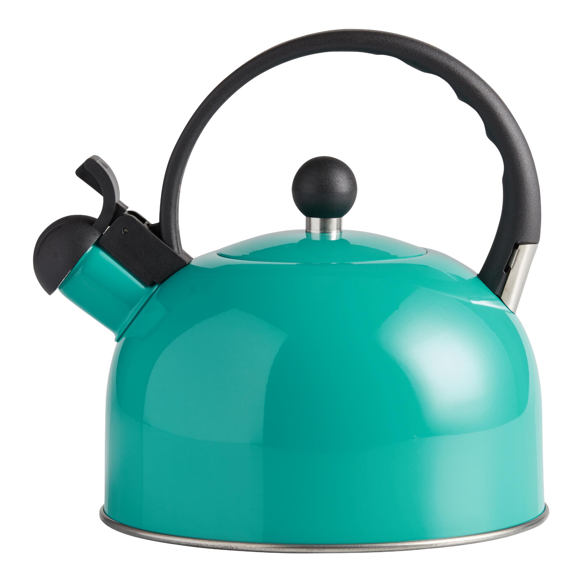Aqua Enamel Tea Kettle: Blue - Metal by World Market