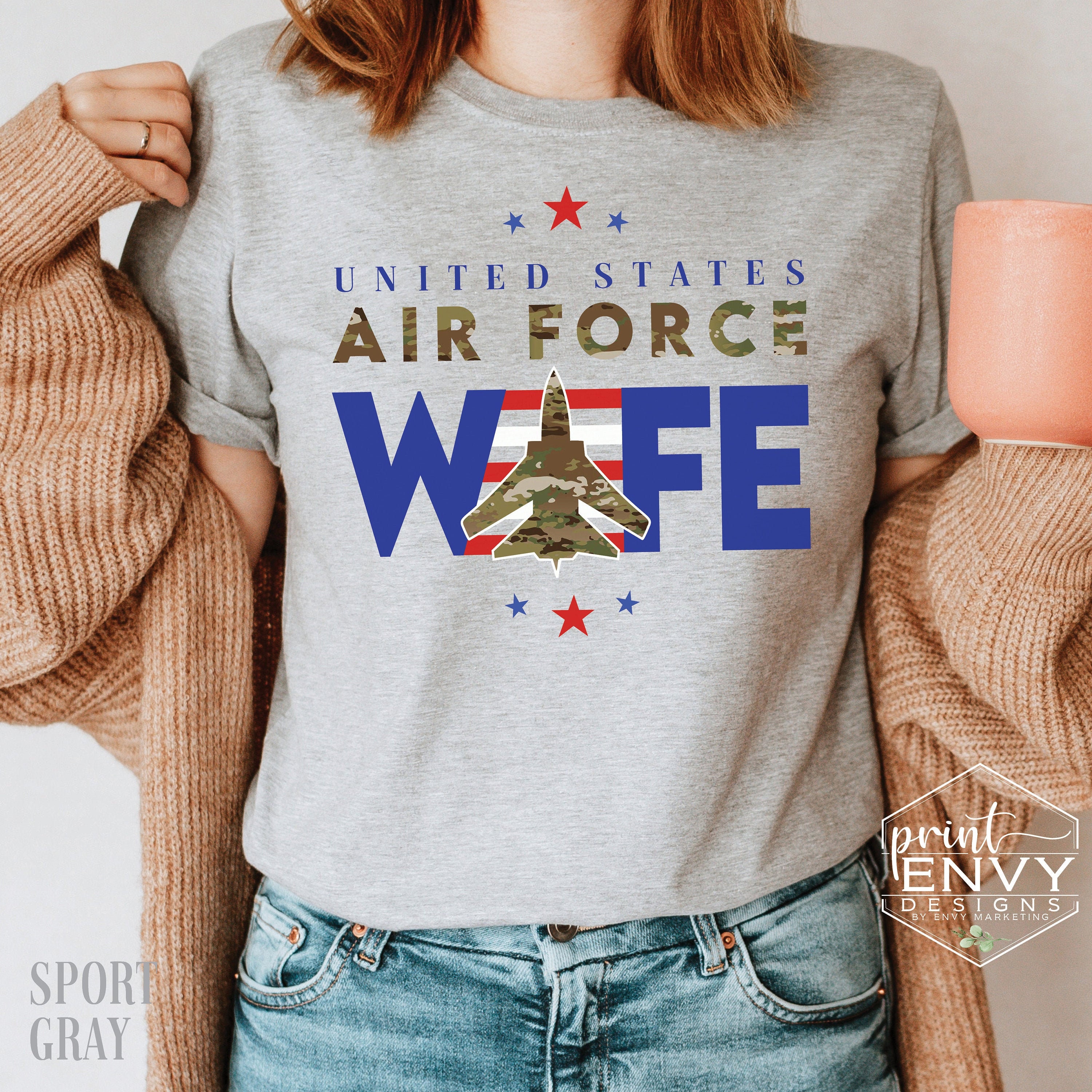 Air Force Wife Shirt, Proud Us Military Gift For Wife, Camo Shirts, Deployment Tshirt