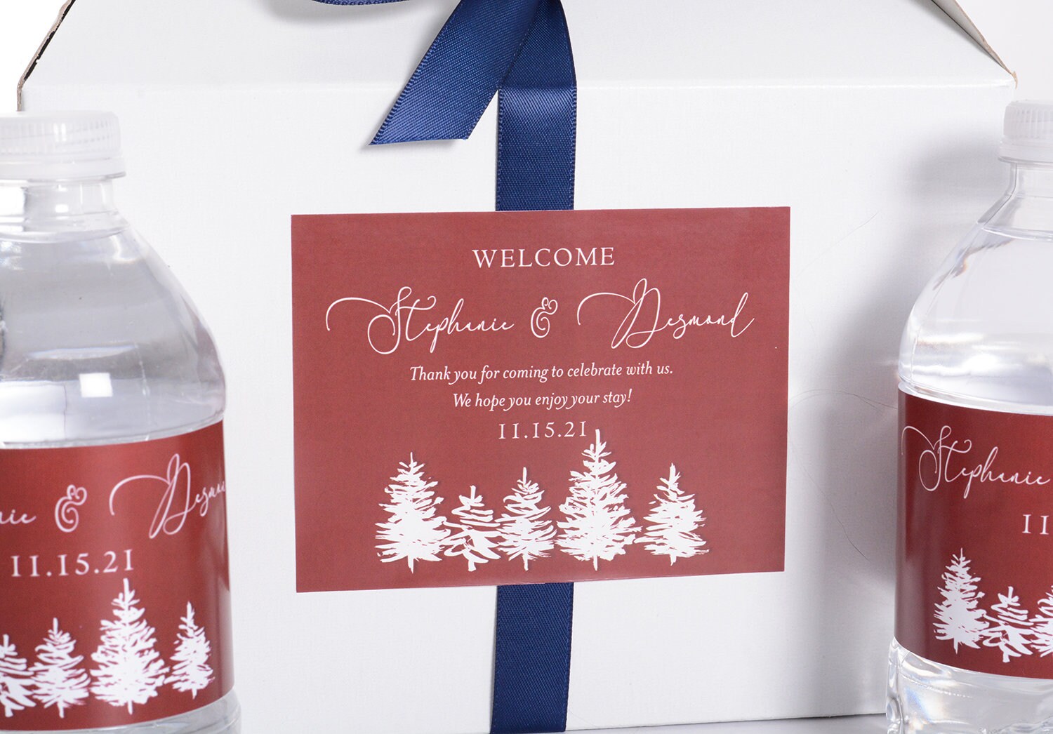 Forest Wedding Stickers - Welcome Bag Box Custom Favor Rustic Labels #wdib-359