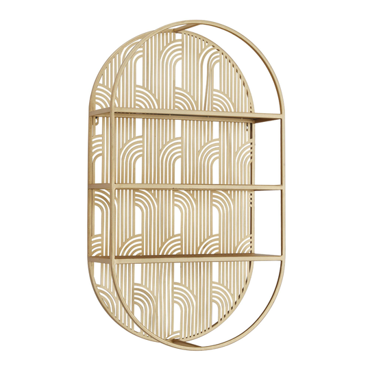 Oval Gold Art Deco 3 Tier Wall Shelf - Metal by World Market