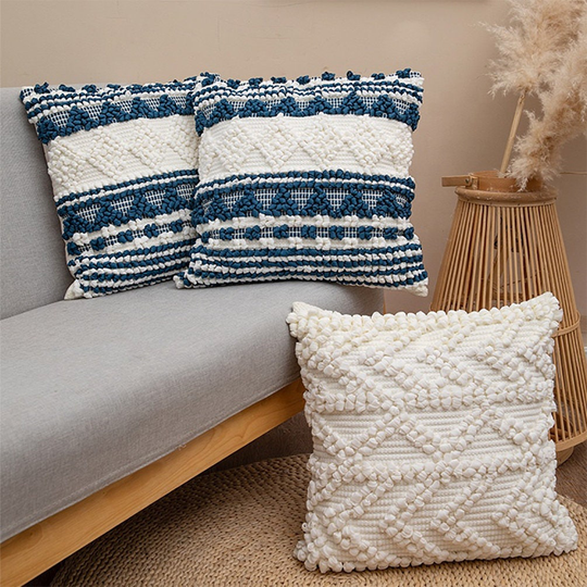 Geometric Cotton Blend Woven 18" Decorative Throw Pillow For Bedding, Sofa, Office & Home Décor, 2 Colors