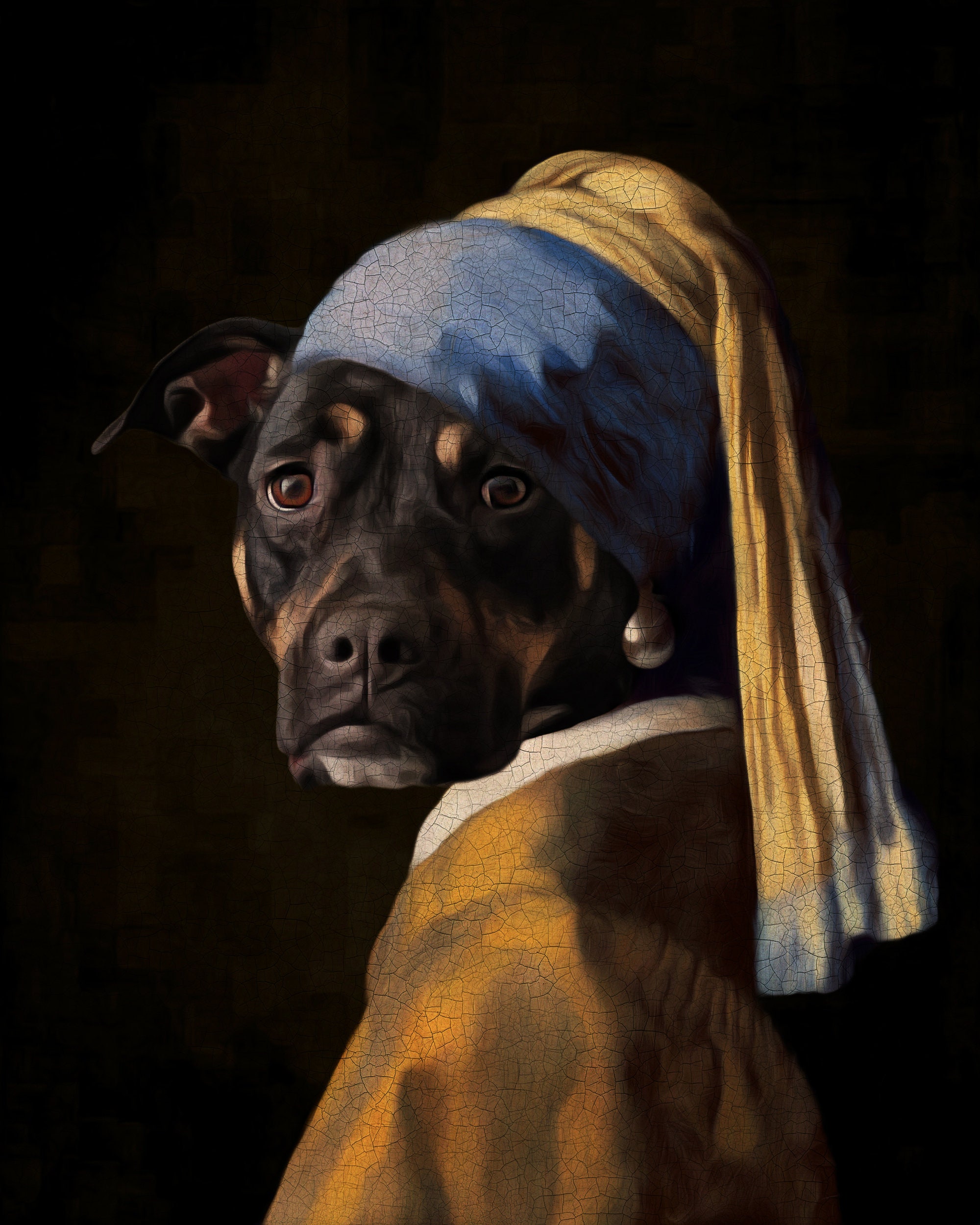The Girl With A Pearl Earring, Custom Pet Portrait, Cat Gift, Funny Canvas, Portrait Gift Pet, Art Print