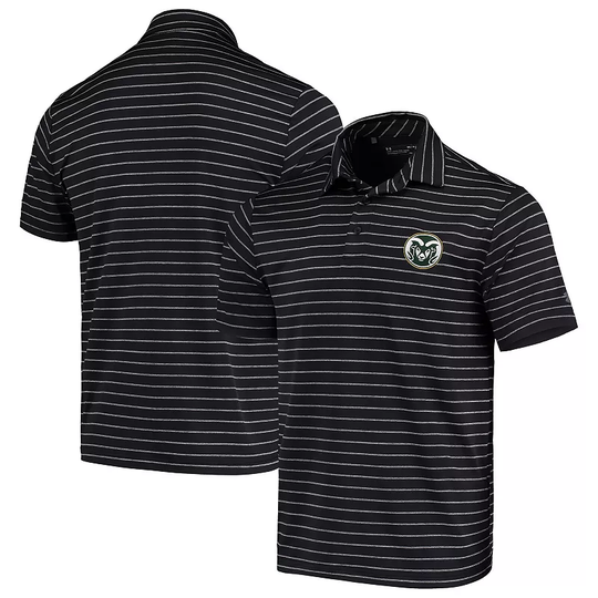Colorado State Rams Under Armour Playoff Stripe Performance Polo - Black, Men's, Size: Small