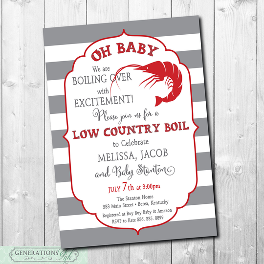 Low Country Boil Invitation, Seafood Baby Shower, Boil, Shrimp Crawfish Digital Or Printed