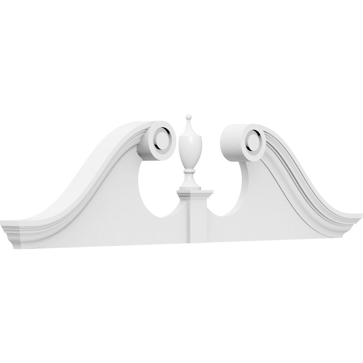 Ekena Millwork Rams Head 78-in x 19.5-ft PVC Pediment Entry Door Casing Accent in White | PEDPS078X195RHP00