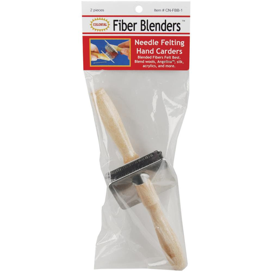Fiber Blender Tools For Needle Felting Hand Carders By Colonial - One Pair Of Brushes | Wooden Handles With Metal "Teeth"