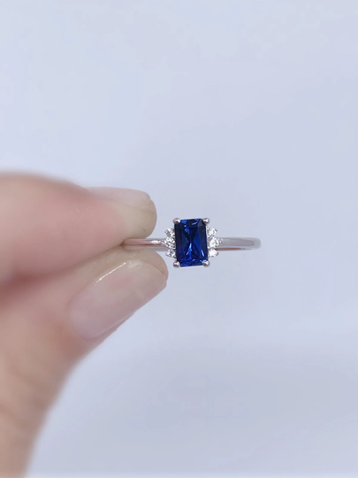14K Sapphire Ring/Solid Gold Handmade Engagement Gift For Women/ Her