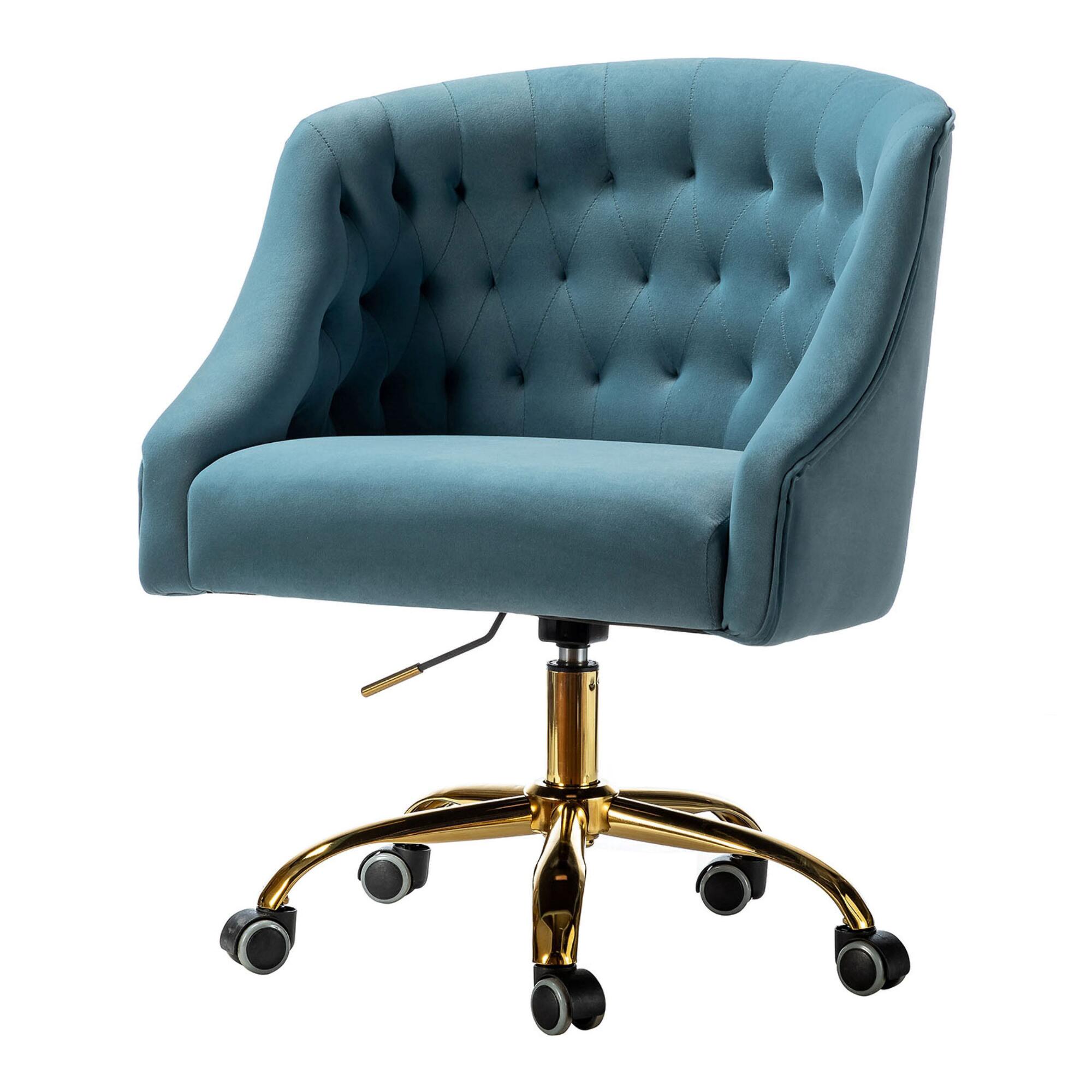 Velvet Tufted Nanette Upholstered Home Office Chair: Blue by World Market