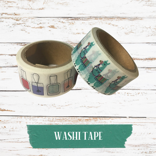 Llama Polish Washi Tape | Set Of 2 Rolls Washi Tape Cute Llamas Nail Polish