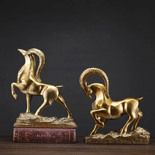 Golden Ram Statue, Lucky Creative Art, Modern Desktop Ornament, Collectible Home Decor, Gift For Animal Lover, 2022 New Decoration