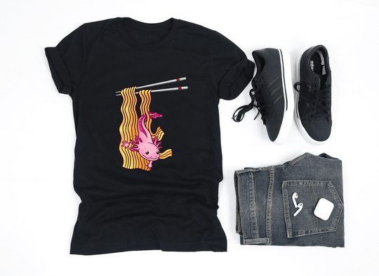 Cute Axolotl in Ramen Noodles Shirt, Lover Gift, V-Neck, Tank Top, Sweatshirt, Hoodie