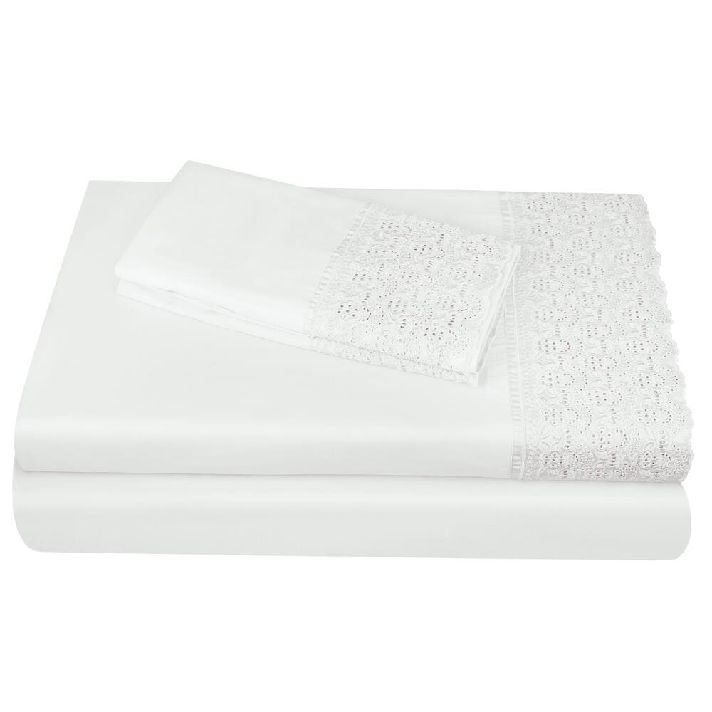Grace Home Fashions RENAURAA Smart Full Cotton Blend Bed Sheet in White | 1400CVC_AP-LC SPC WH