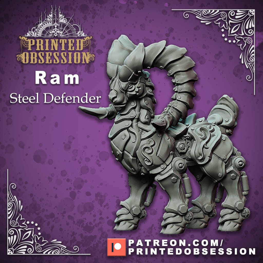 Steel Ram Defender Mechanimal Artificer Construct Perfect For Dnd | Pathfinder Steampunk Rpg Other Tabletop 28mm & 32mm Fantasy