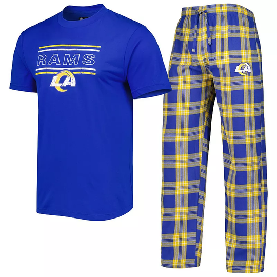 Men's Concepts Sport Royal/Gold Los Angeles Rams Badge Top & Pants Sleep Set, Size: 3XL, Blue