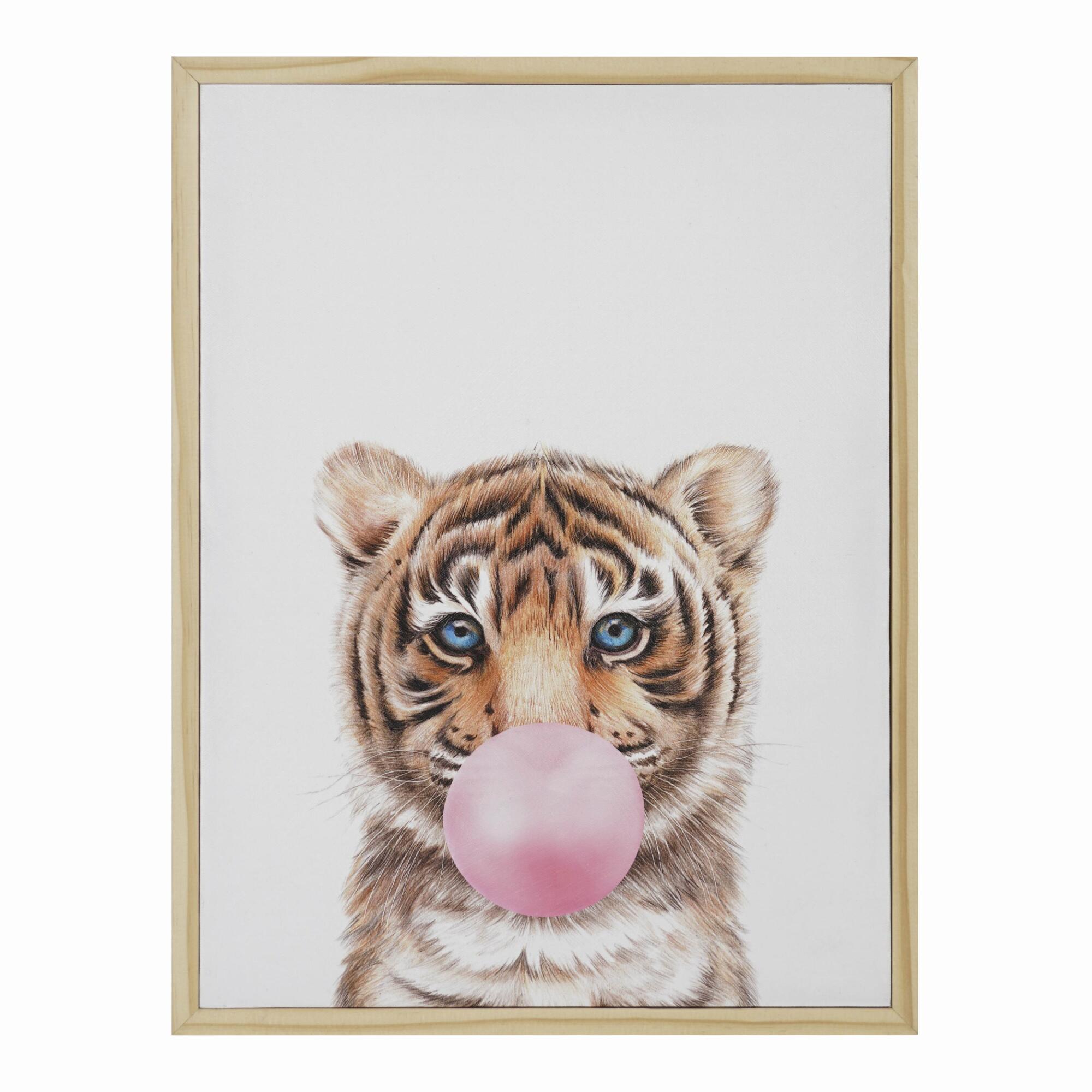 Bubble Gum Tiger By Julia Suhareva Framed Canvas Wall Art: Multi by World Market